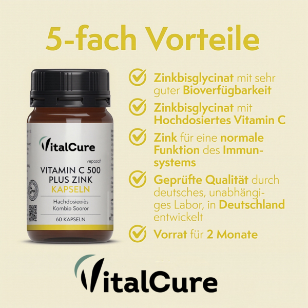 VitalCure Vitamin C 500 Plus Zink Kapseln